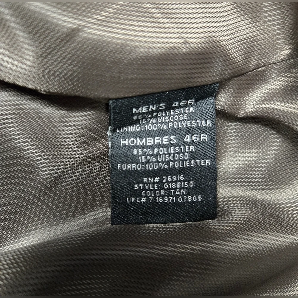 George Mens Suit 40 Waist 32 Inseam Taupe Brown Lapel Pleats Formal Business